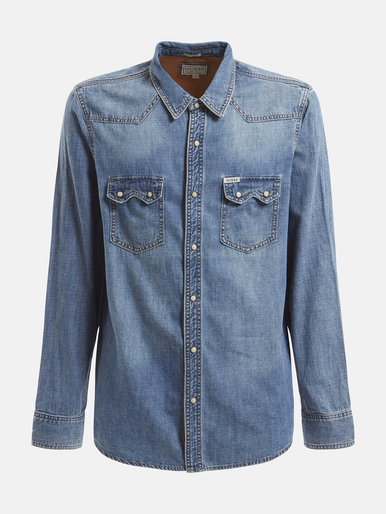Shop GUESS Online Regular Fit Denim Shirt