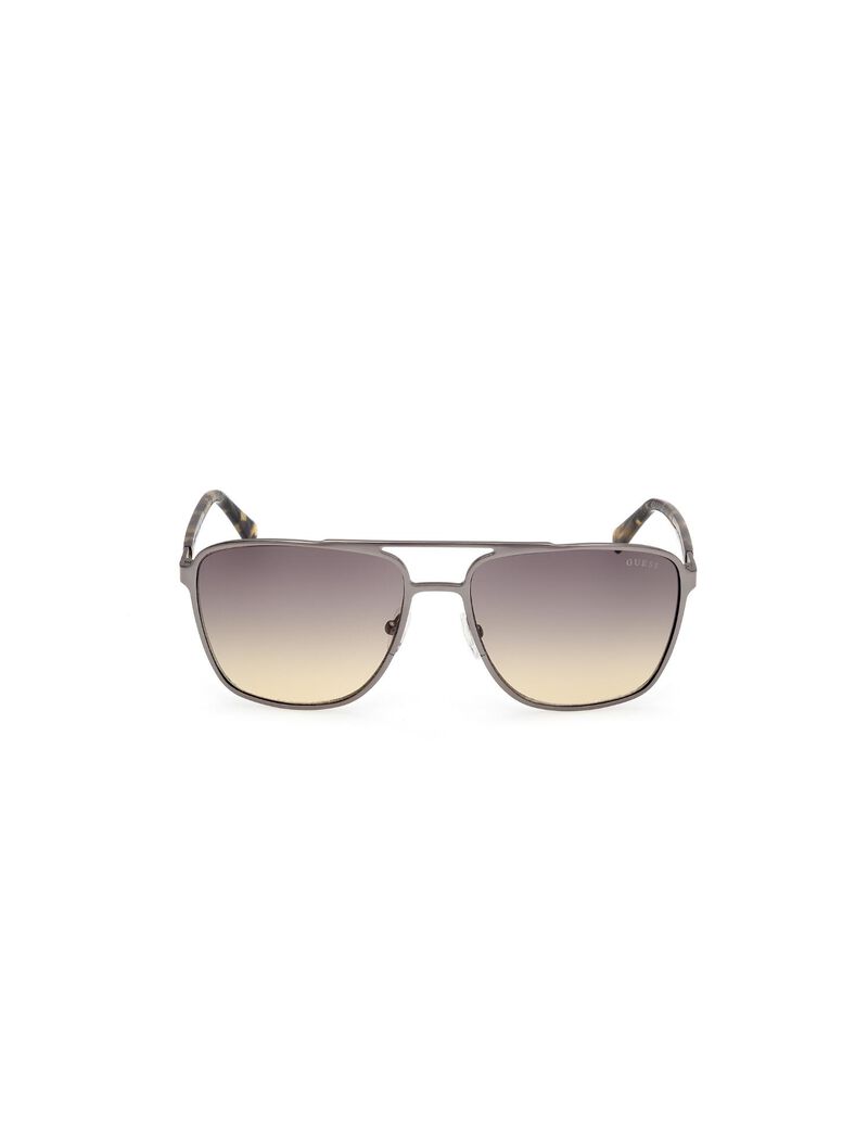 Square matte gunmetal gradient smoke sunglasses