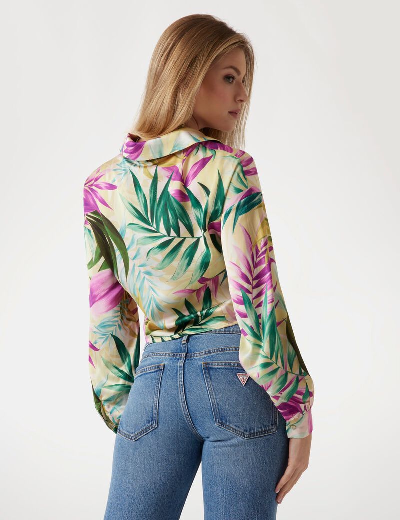 guess cropped satin shirt