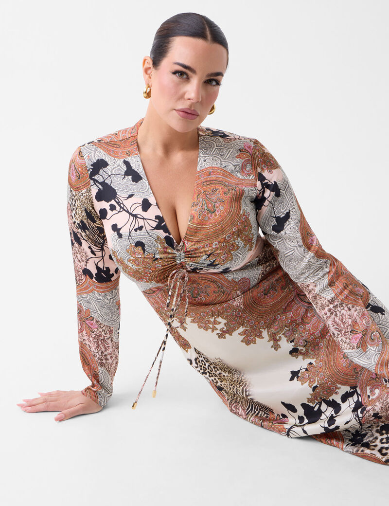 GWENDA LS V NECK DRESS