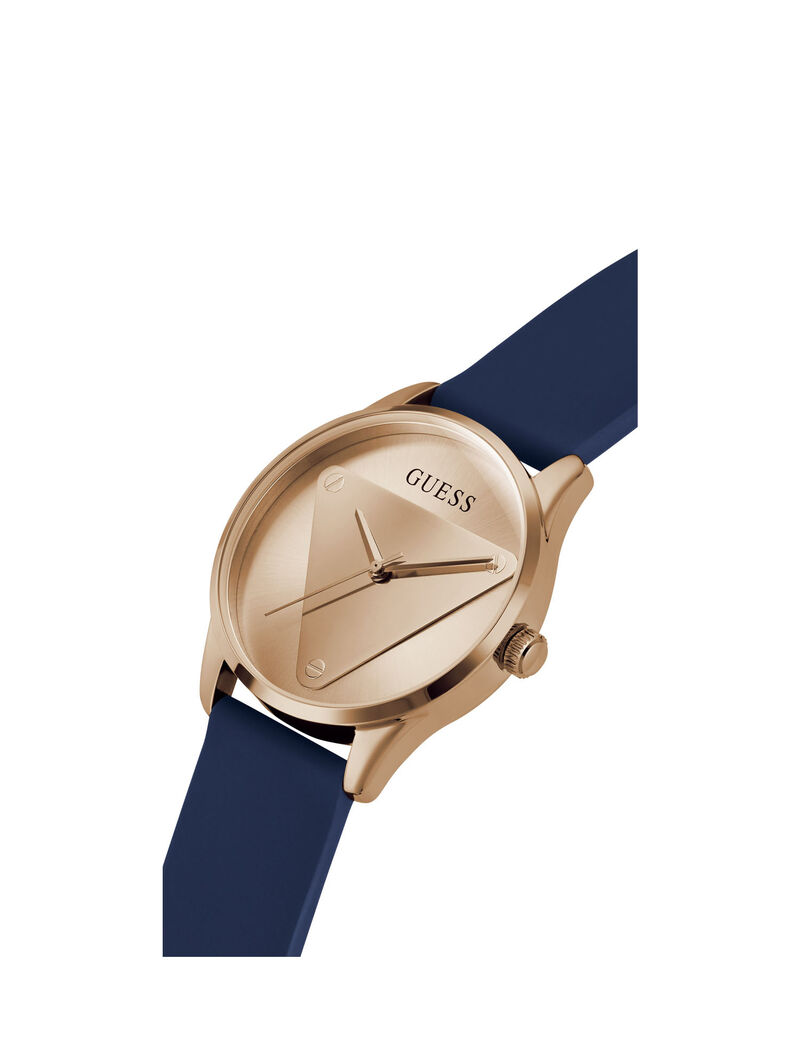 Rose Gold And Blue Analog Logo Watch