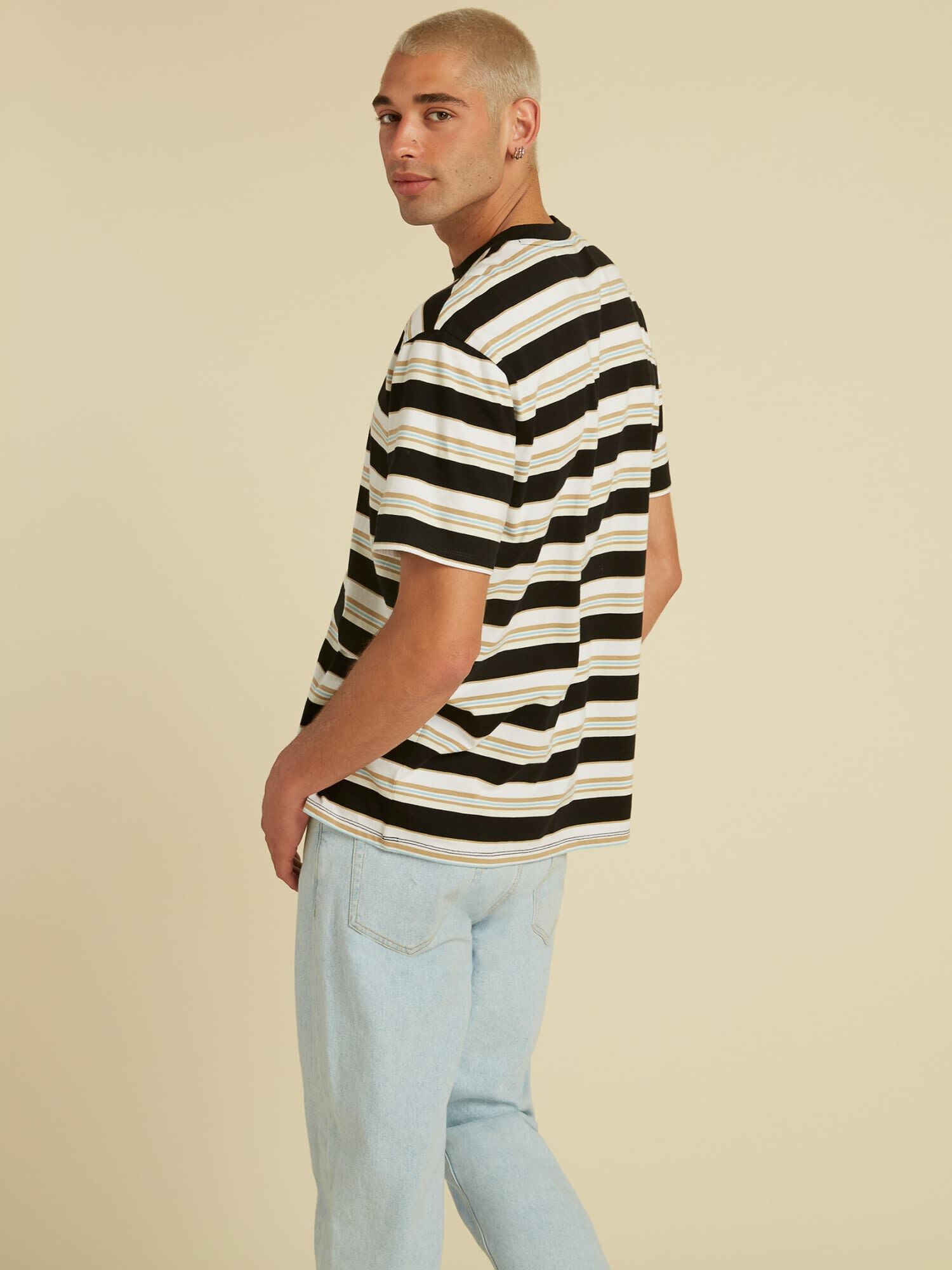 Shop GUESS Online STRIPE MOTIF LOGO T SHIRT