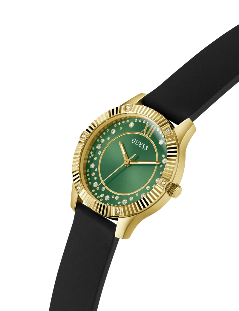 Ladies Black Gold Tone Analog Watch