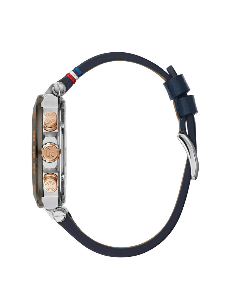 ساعة يد كرونوغراف بألوان الذهبي والفولاذي والأزرق Gc