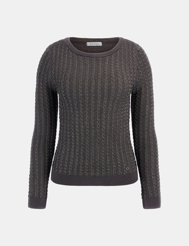 Cable-knit boat-neck sweater