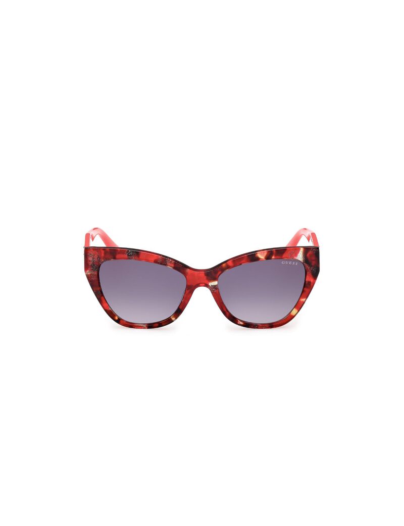 Square red gradient smoke sunglasses