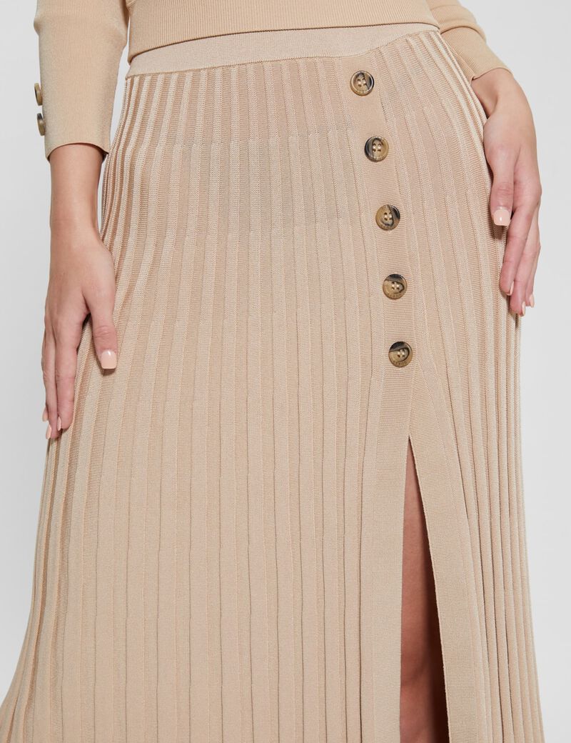 Pleated Long Sweater Skirt