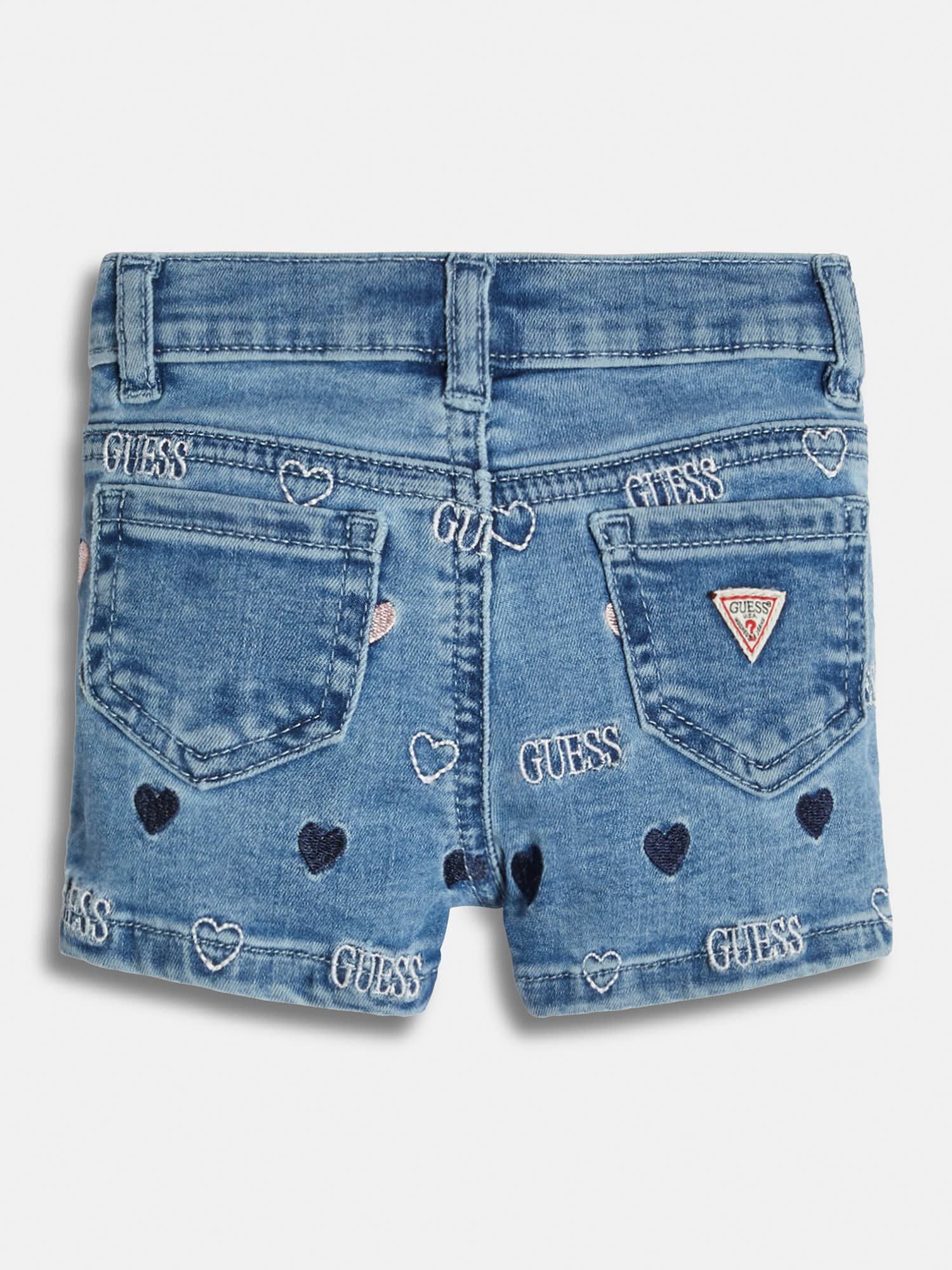 Embroidered denim shorts