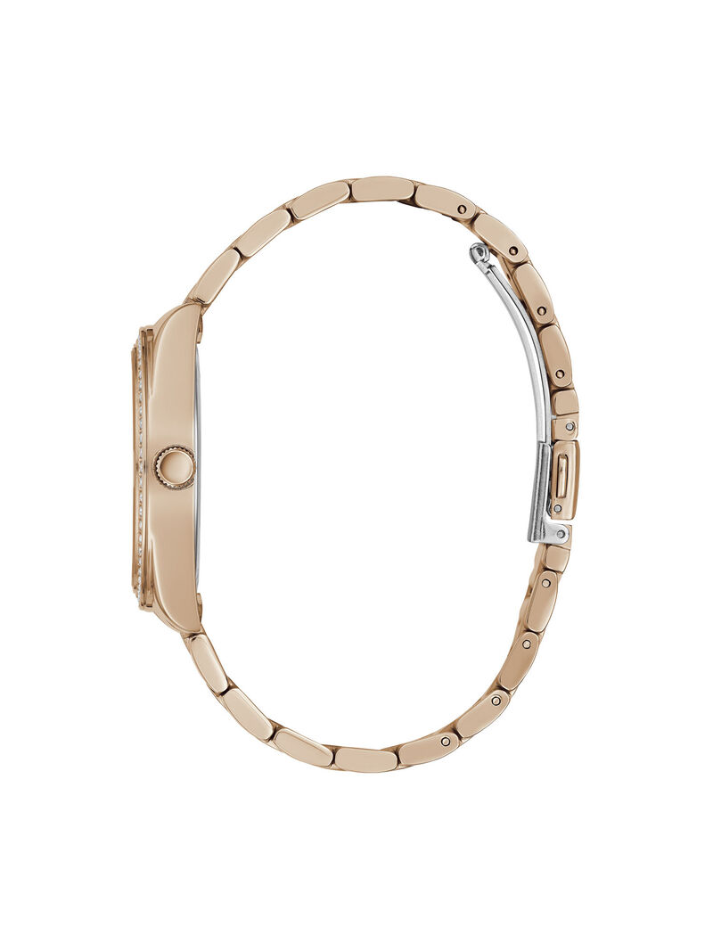 ساعة يد تناظرية باللون الذهبي الوردي