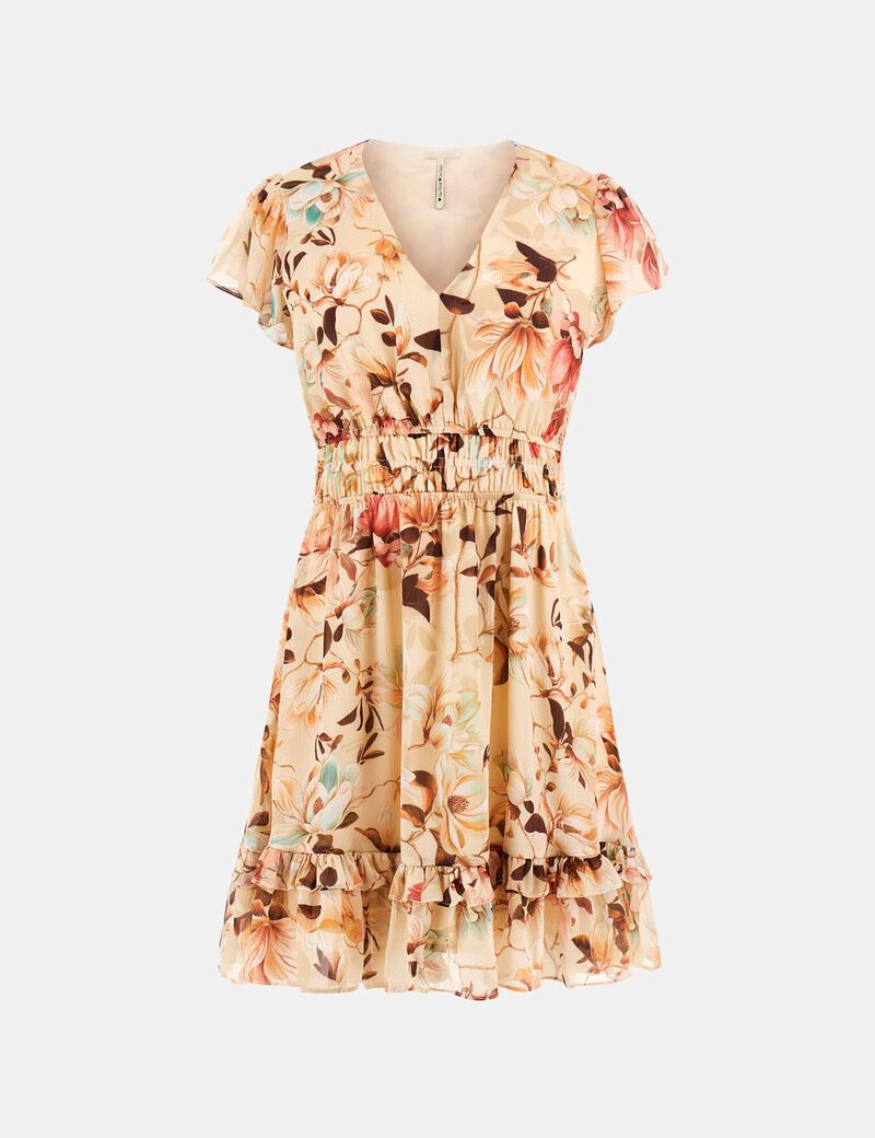 فستان قصير بطبعة زهور