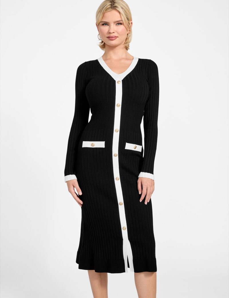 Rib-knit midi dress