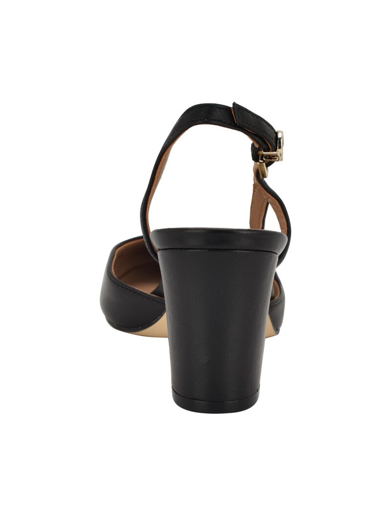 Slingback Cap Toe Block Heel Pumps