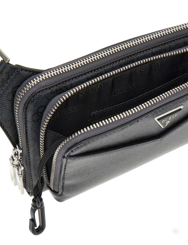 guess siena double compart   siena flat bumbag zip around beige naturals