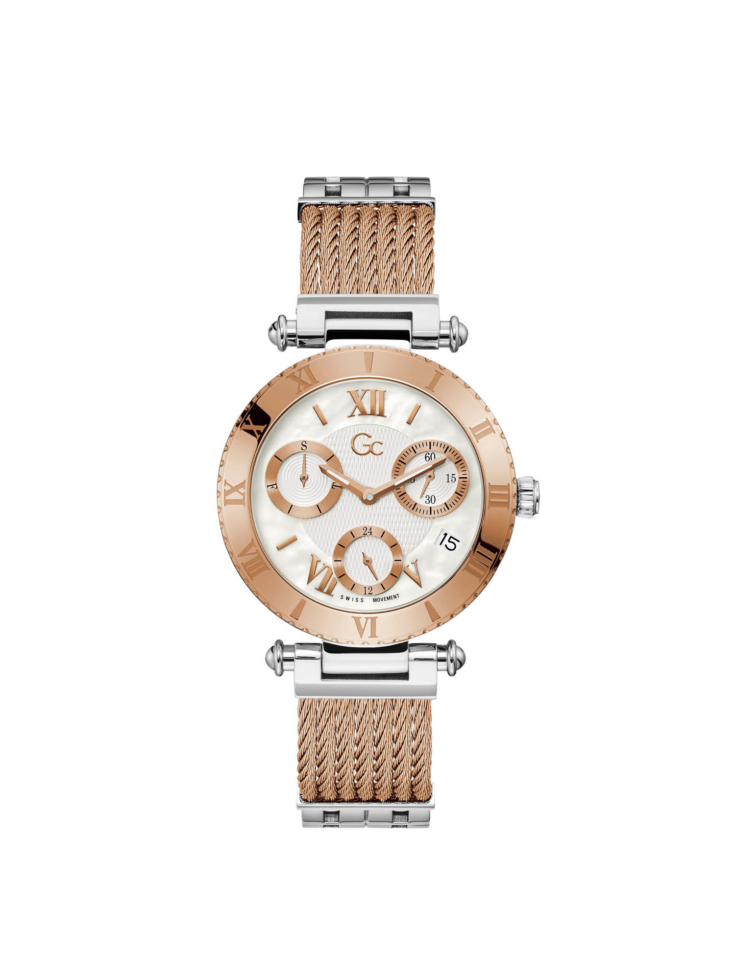 Gc Rose Gold And Silver Ladies Watch