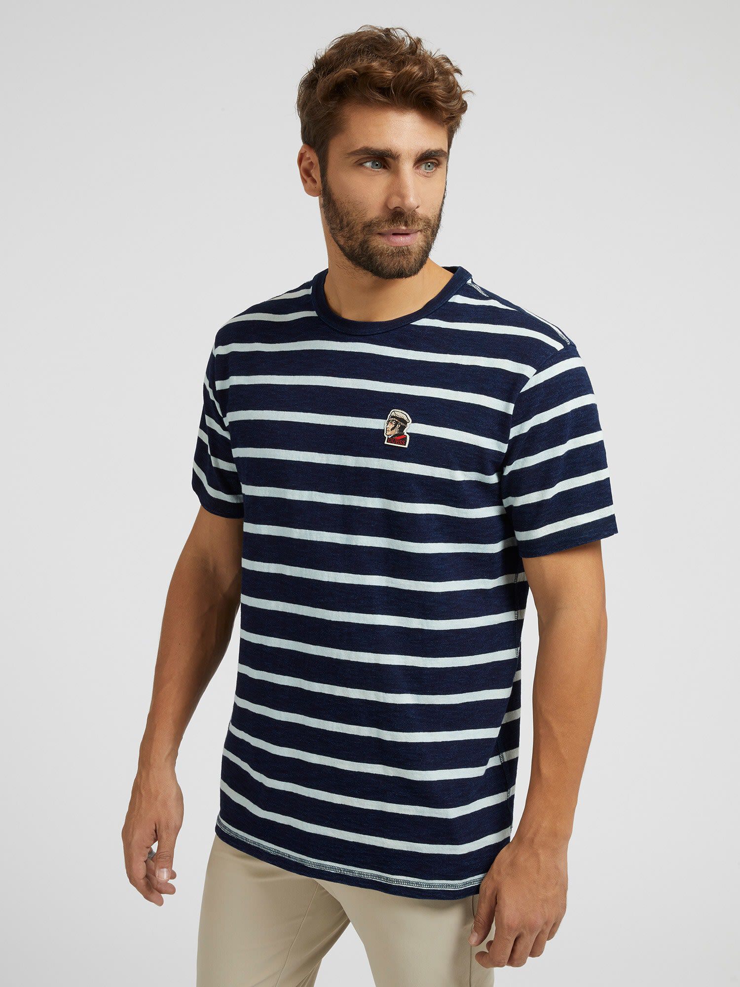 Guess black and white striped t shirt cheap