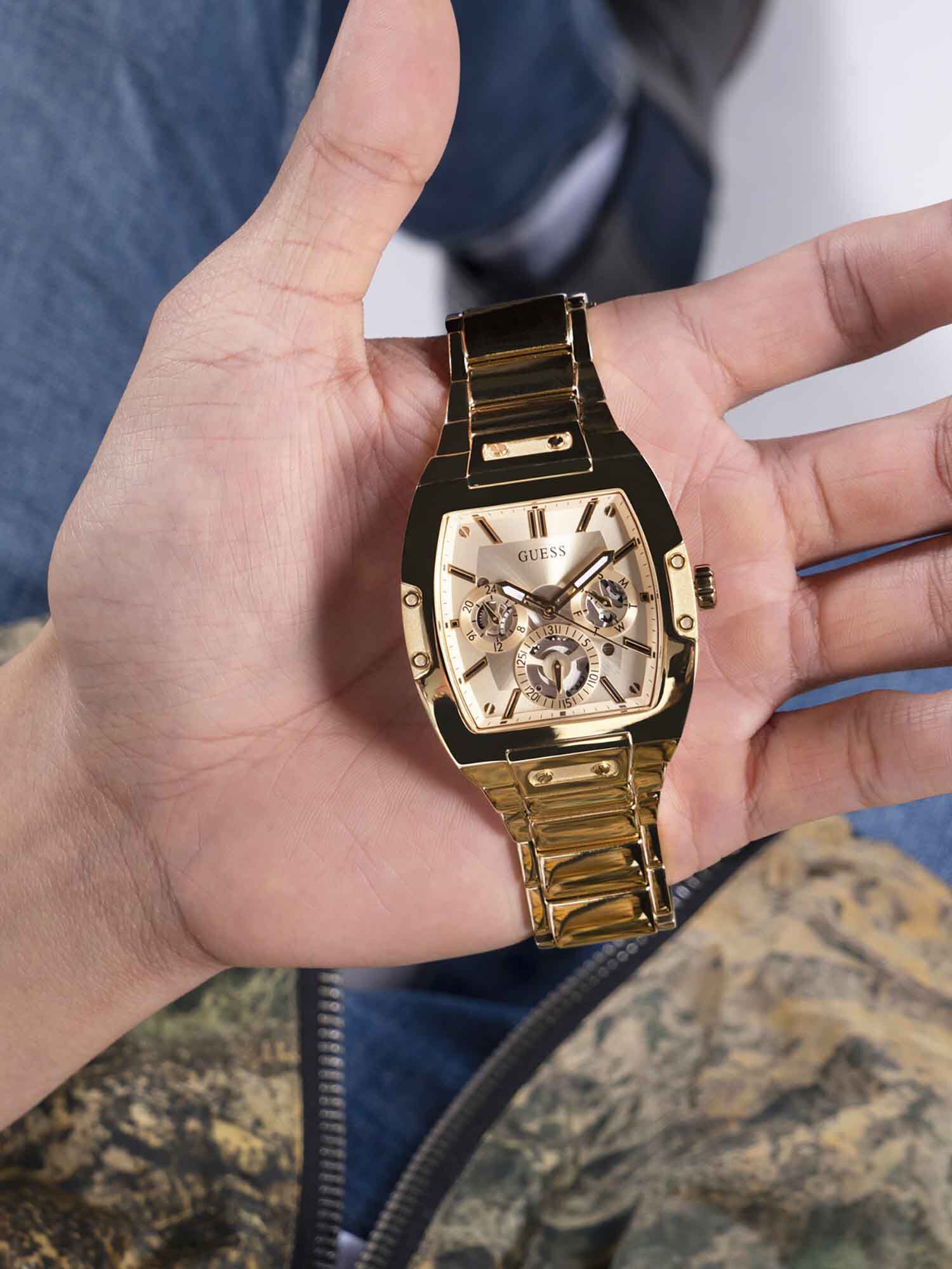 Guess gold shop tone multifunction watch