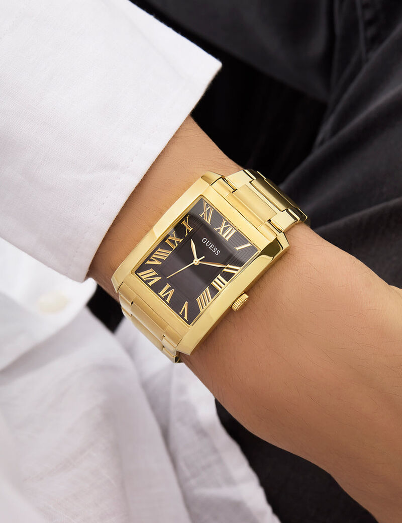 guess mens gold tone analog watch