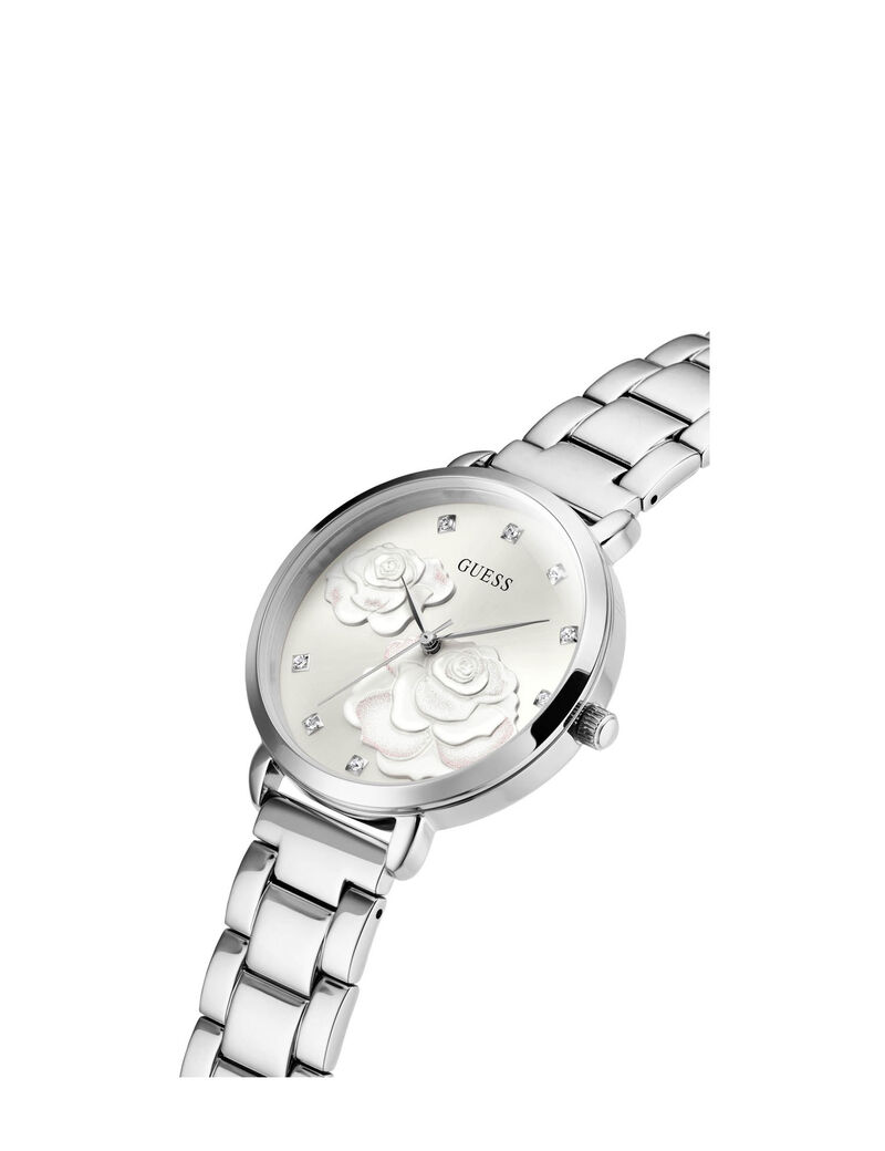 Silver Rose Crystal Watch