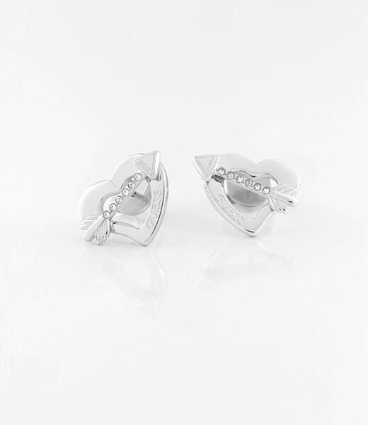 Silver Heart Logo Stud Earrings