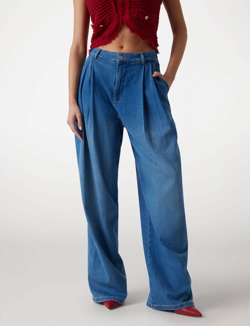 Linen-blend loose-fit jeans