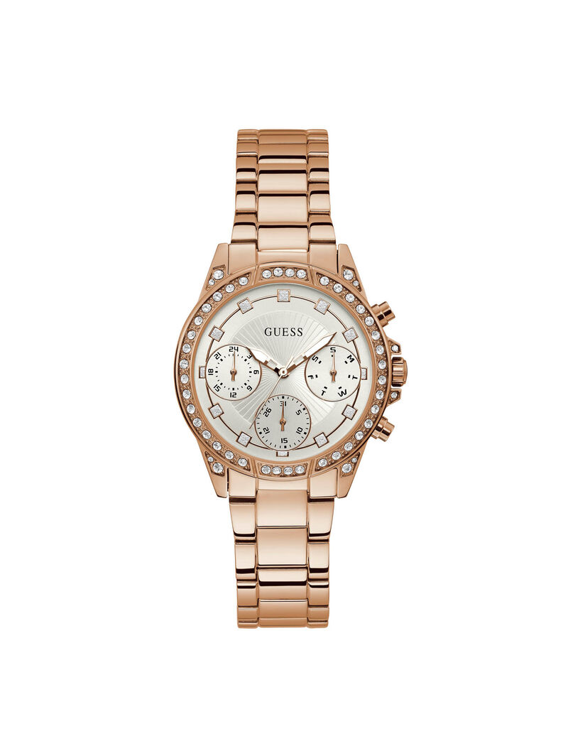 Shop GUESS Rose Gold And Rhinestone Multifunction Watch, Gold | GUESS UAE