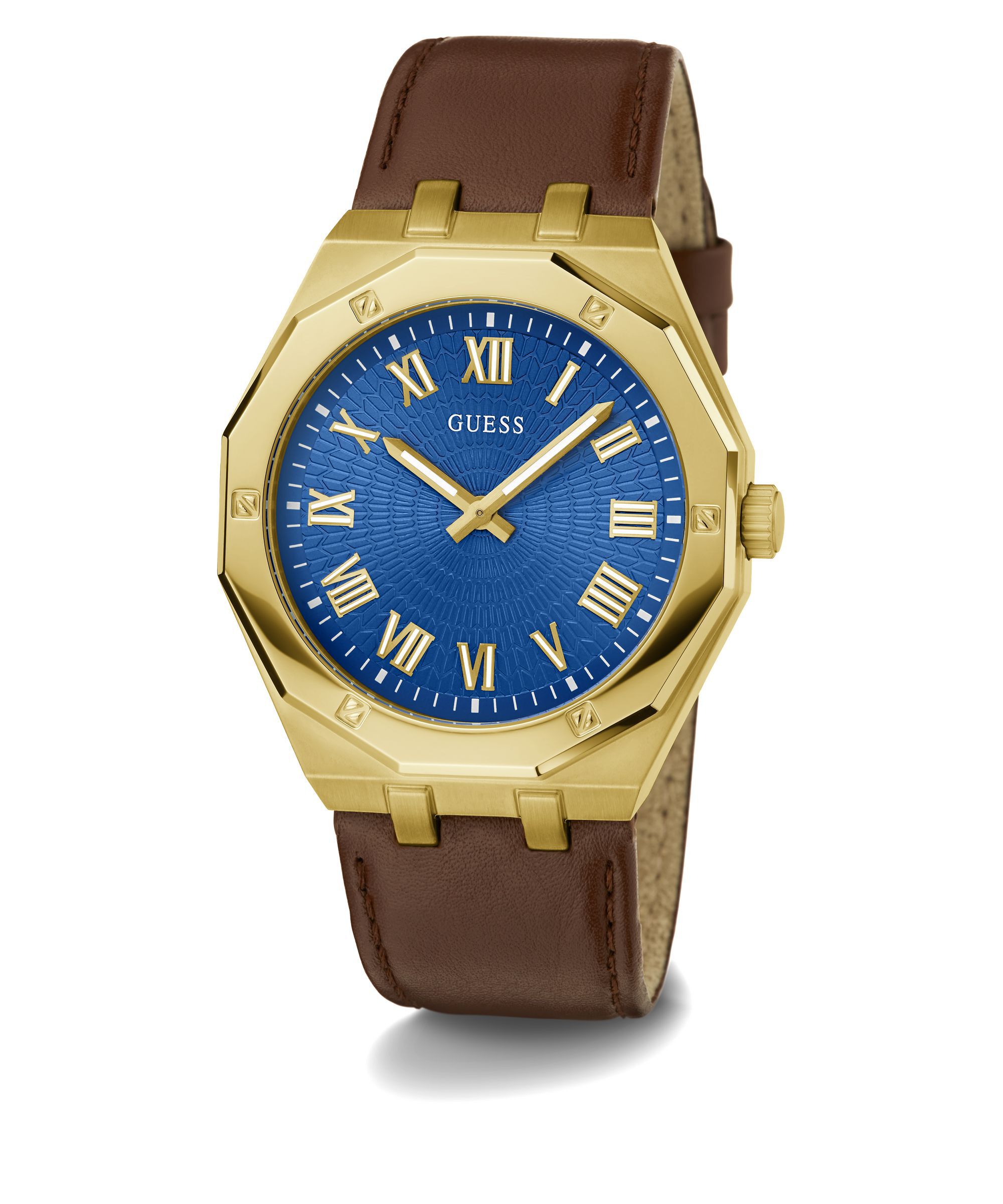 Shop GUESS Online Brown Quartz Analog Genuine Leather Watch