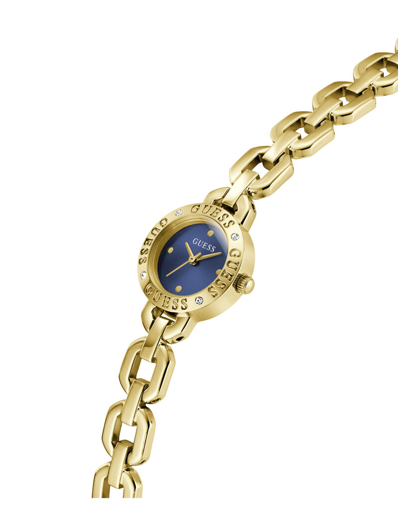 guess ladies yellow gold tone round analog watch