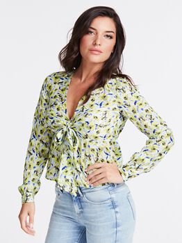All Over Print Knotted Blouse