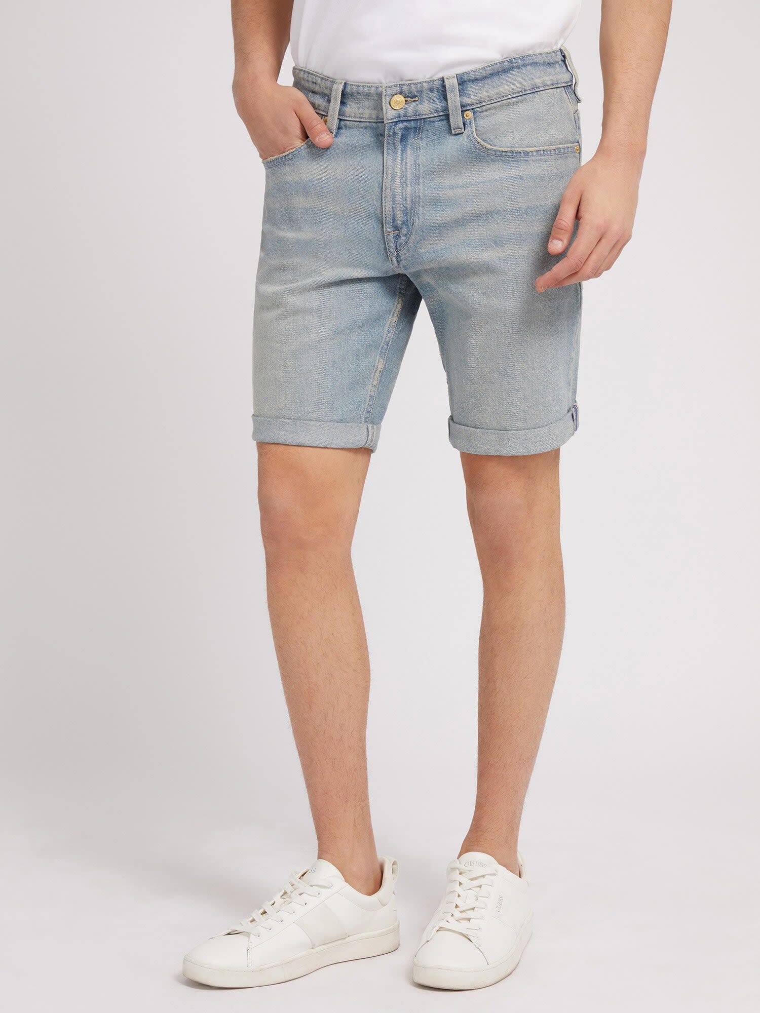 Slim fit denim shorts mens top