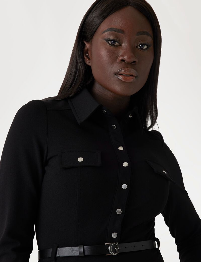 Flared mini shirt dress