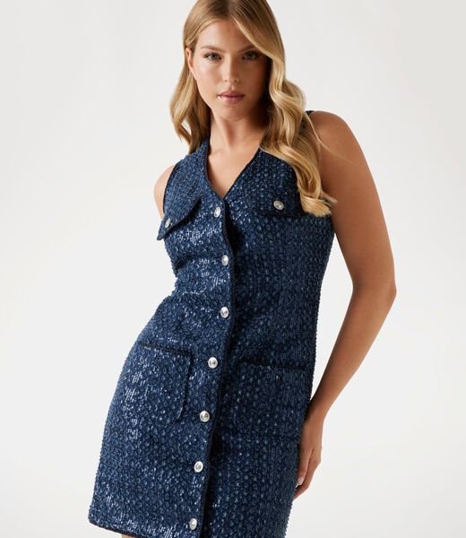 Sequin denim mini dress