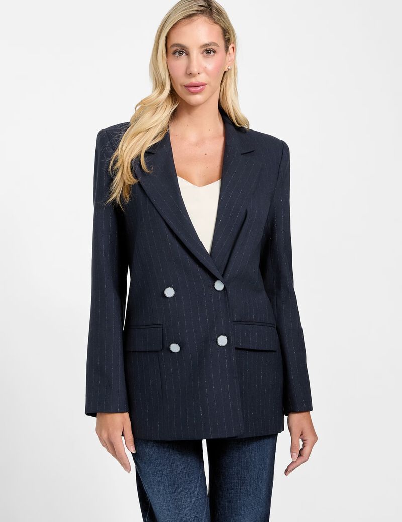 Pinstriped double-breasted blazer