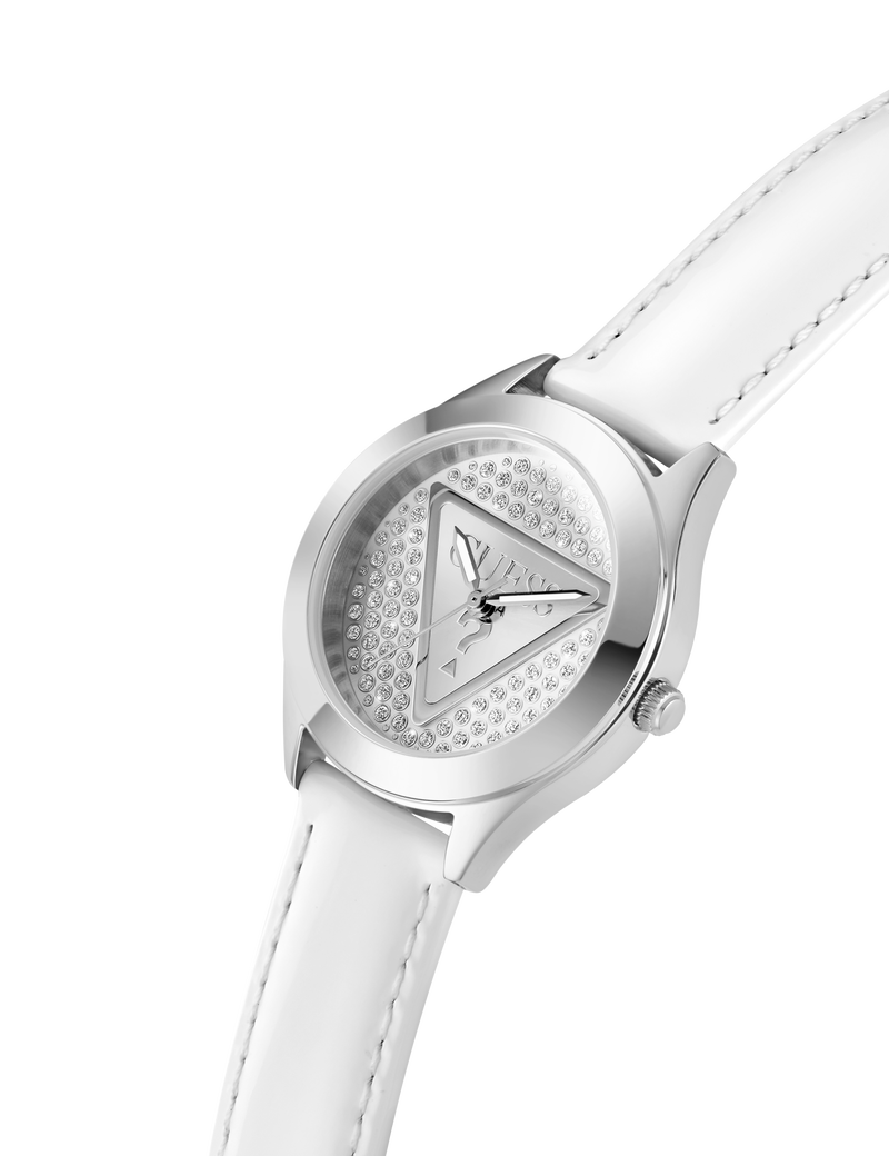 Ladies White Silver Tone Analog Watch