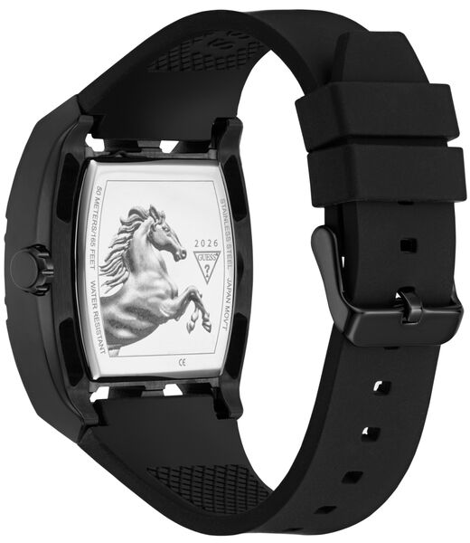 Mens Black/Gunmetal/Grey Rectangle Analog Watch