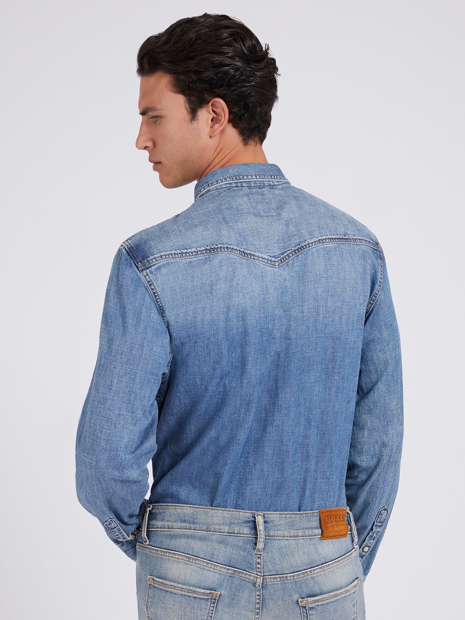 Guess jean shirt hot sale