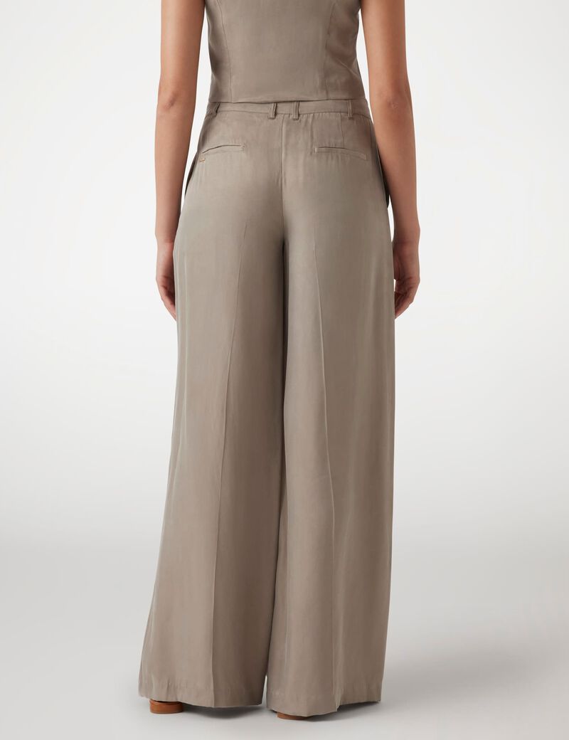 Twill wide leg pants