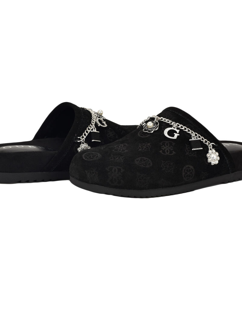 Gavyn suede slip on mule with charm detailing
