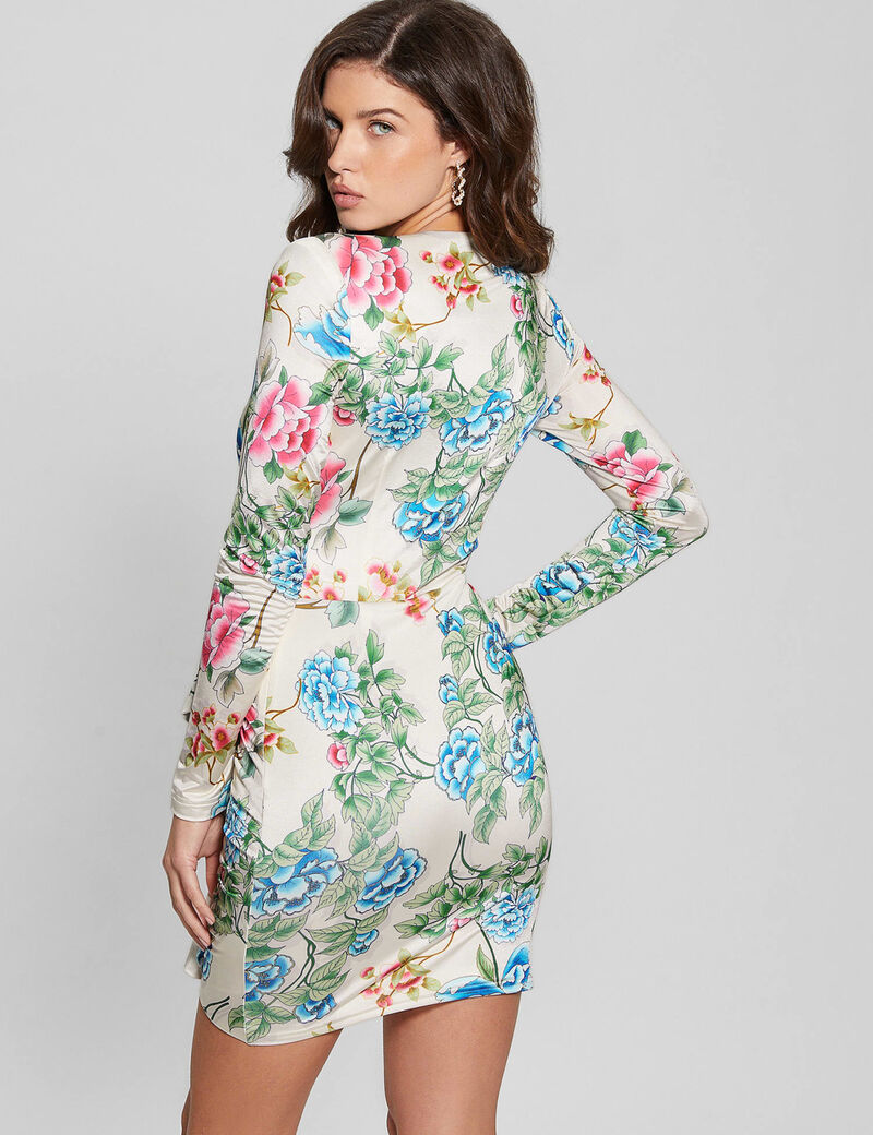 فستان قصير مطبوع بالكامل