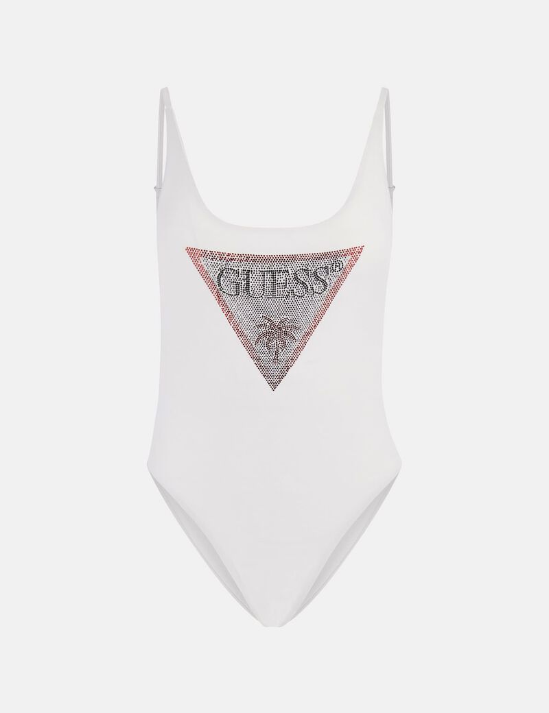 Rhinestones triangle logo one piece