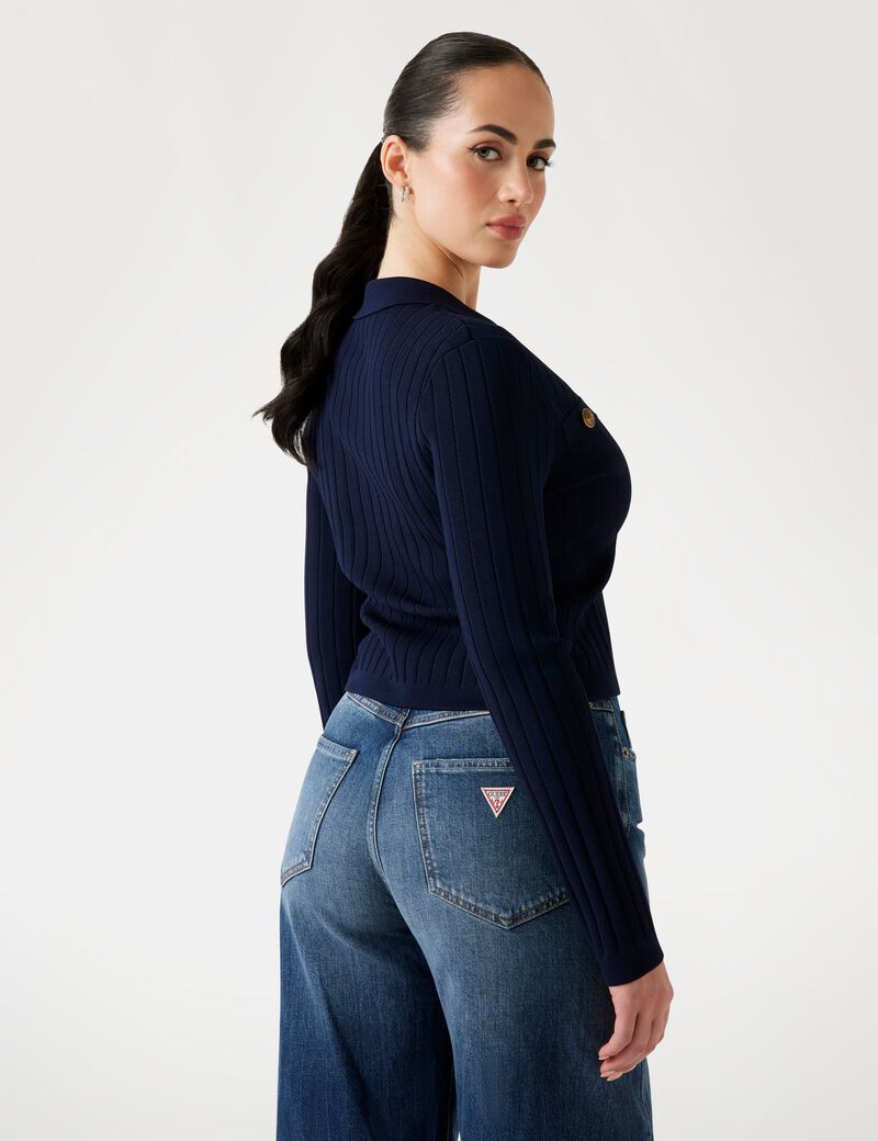 Rib-knit cardigan jacket