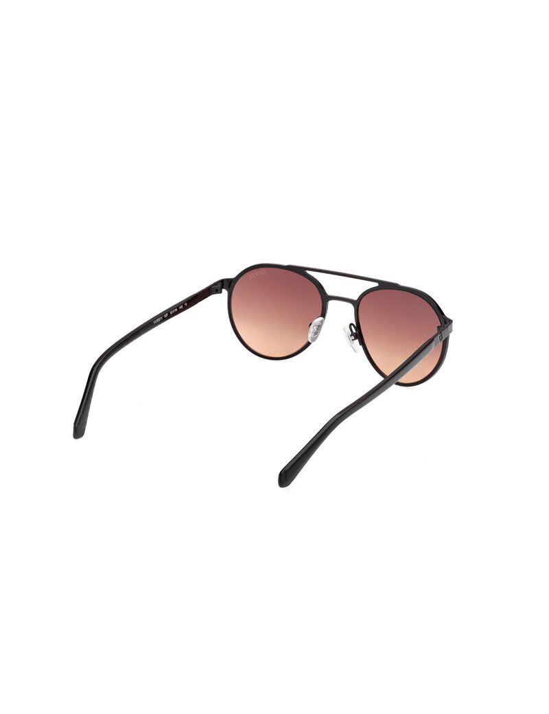 Round matte black gradient smoke sunglasses