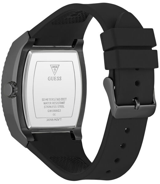 Mens Black/Gunmetal/Grey Rectangle Analog Watch