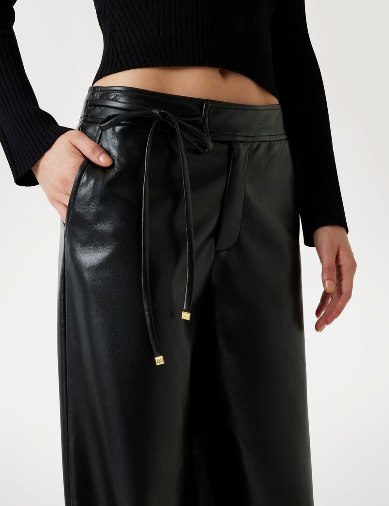 guess marciano faux leather wide leg pants