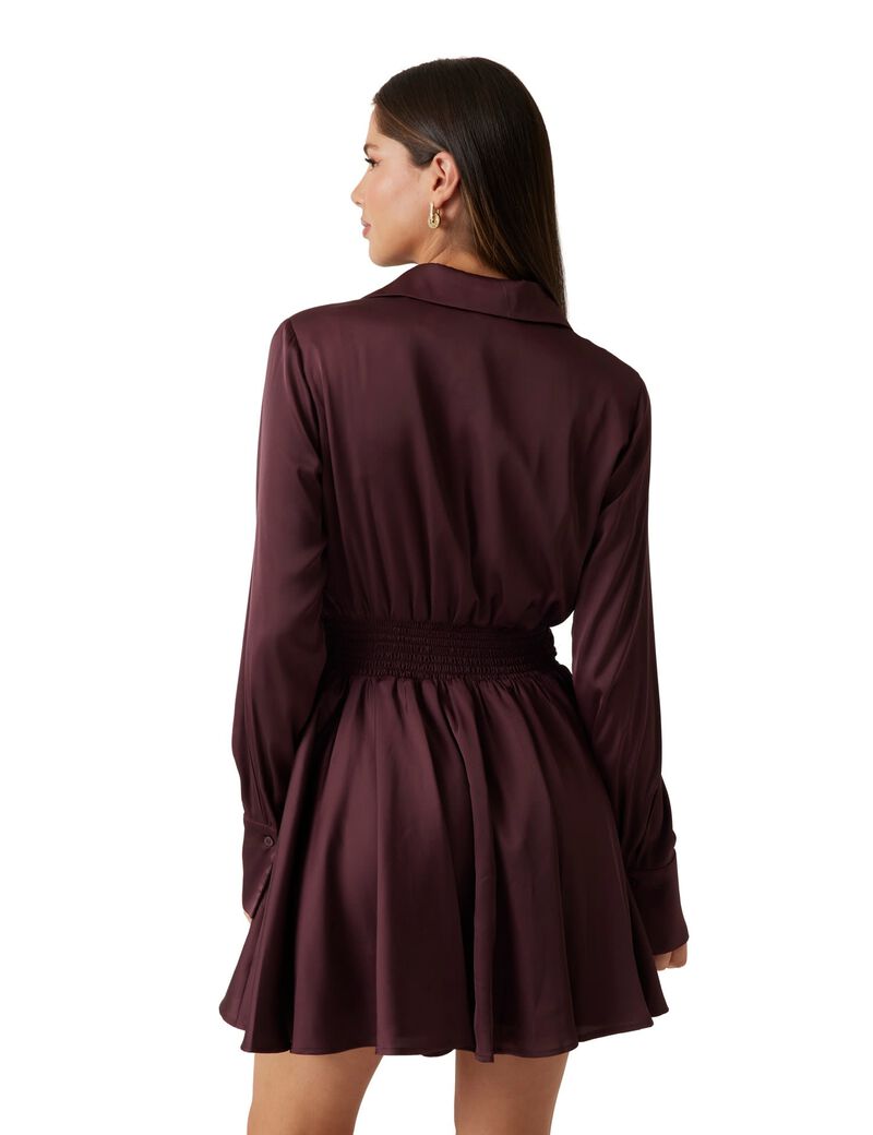 Fit-and-flare satin mini dress