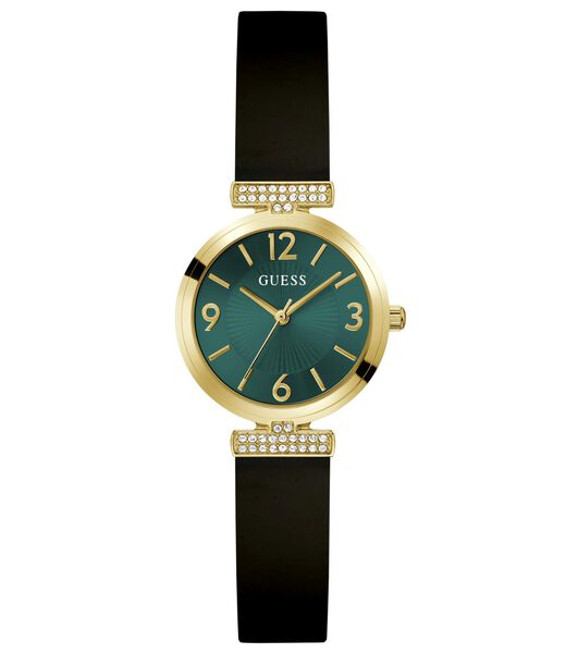 guess ladies black gold tone analog watch