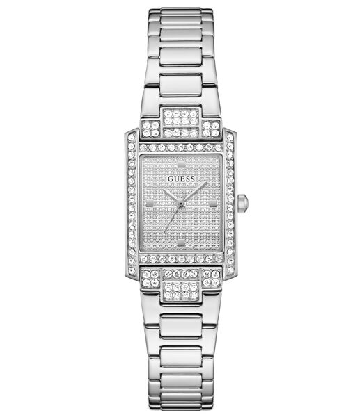 Ladies Silver Tone Rectangle Analog Watch