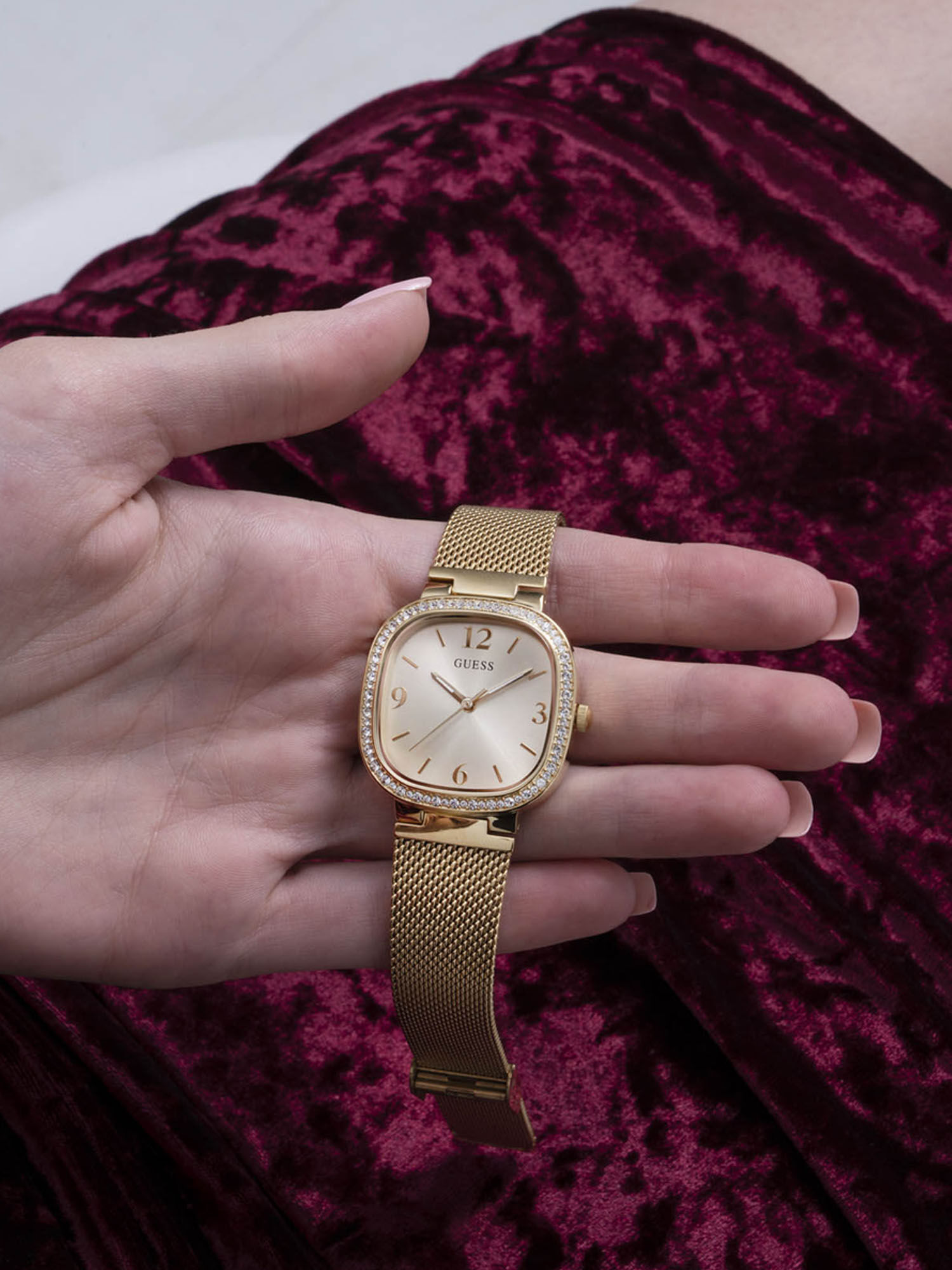 Guess gold mesh watch clearance