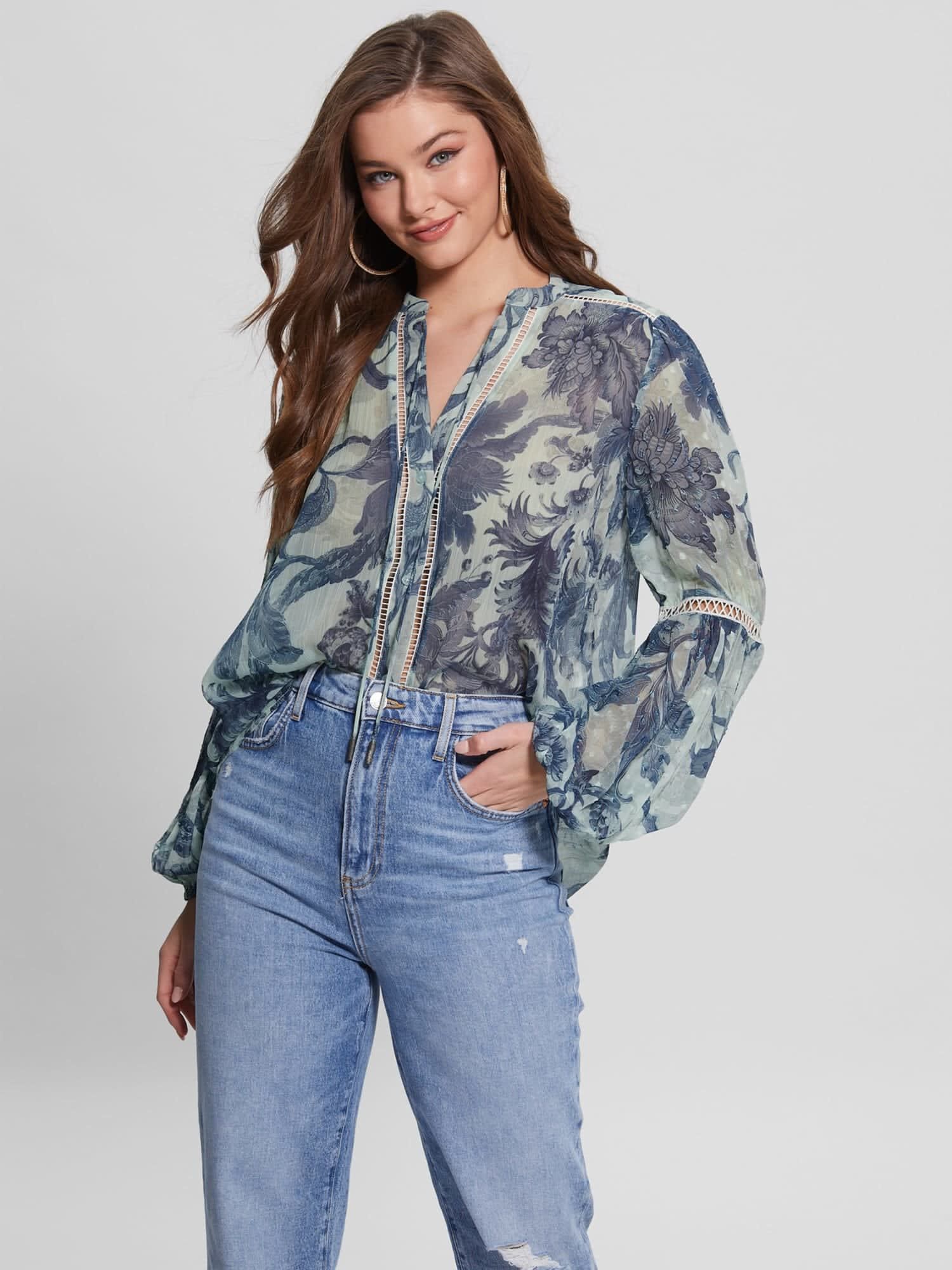 Guess floral blouse discount