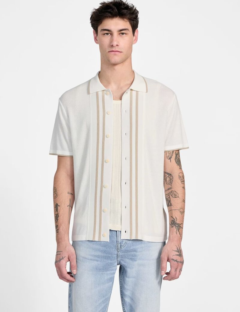 Button-front polo sweater