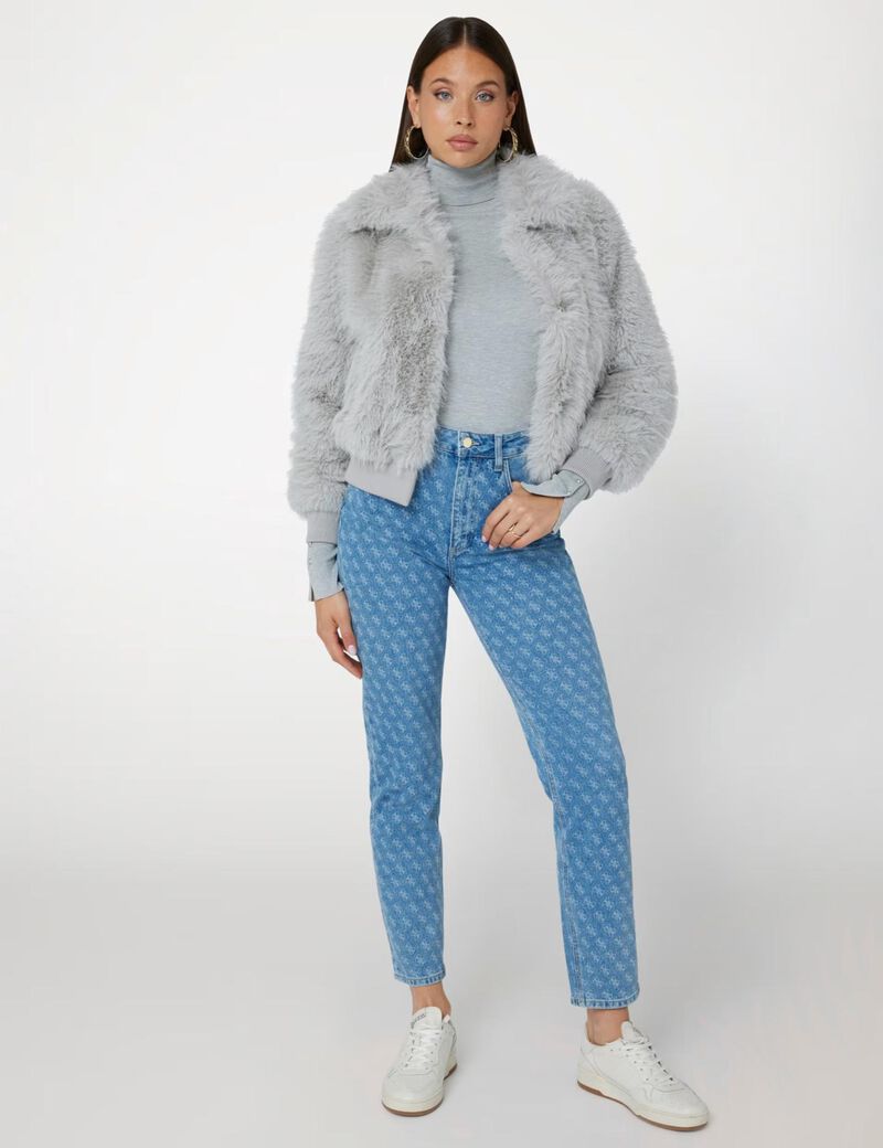 Faux fur bomber jacket